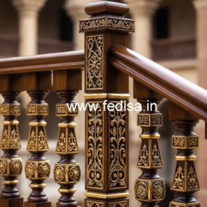 Stylish Brass Wood Staircase Fence with LED Lights No-0873