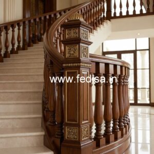 Decorative Brass Wood Stair Railings Collection No-0876