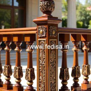 Modern Brass Wood Fence Collection for Villas No-0884
