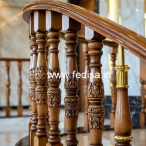 Stylish Brass Wood Balcony Railings with Artistic Finish No-0885