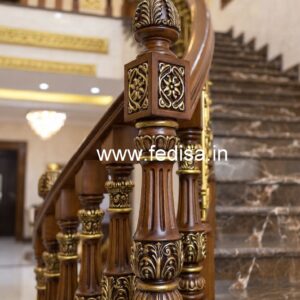 Elegant Brass Wood Handrail Design Inspiration No-0898