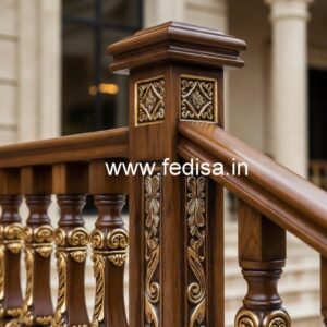 Elegant Brass Wood Staircase Railings No-0905