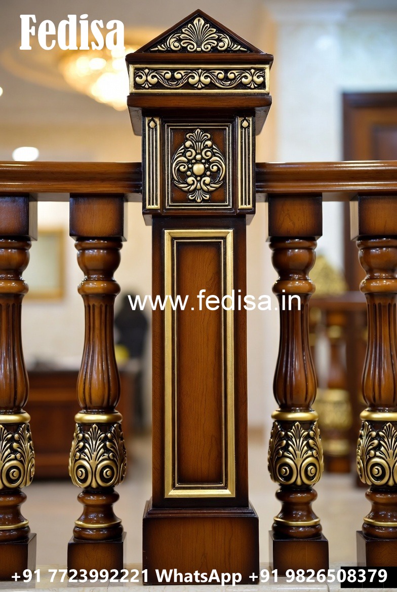 Brass and Wooden Stair Railings for Home No-0912