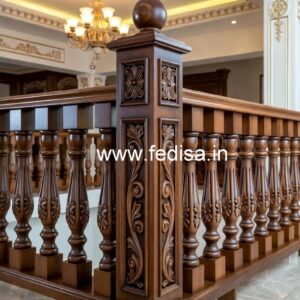 Decorative Brass and Wood Balcony Railings No-0922