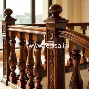 Modern Brass Wood Balcony Design No-0929