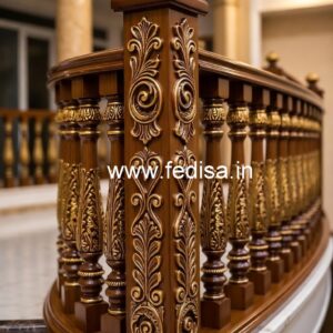 Modern Brass Wood Stair Fence Design No-0937
