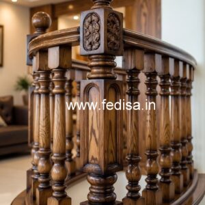 Stylish Brass Wood Balcony Railings No-0938