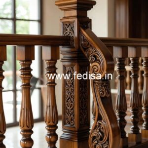 Premium Brass Wood Interior Stair Railings No-0941