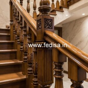 Elegant Brass Wood Staircase Interior Ideas No-0988