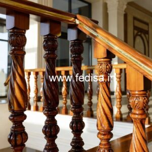 Luxury Brass Wood Balcony Railings with Glass No-0993
