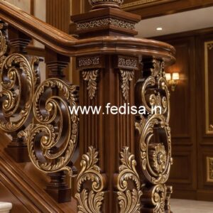 Modern Brass Wood Handrails for Duplex House No-0995
