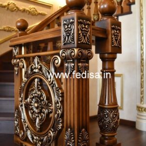 Stylish Brass Wood Staircase Design Inspiration No-0998