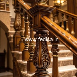 Stylish Brass Wood Railings with Artistic Finish No-1004
