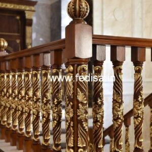 Elegant Brass Wood Stair Fence Collection No-1010