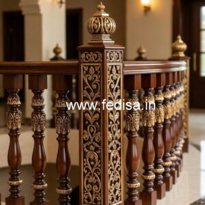 Premium Brass Wood Balcony Handrails No-1030