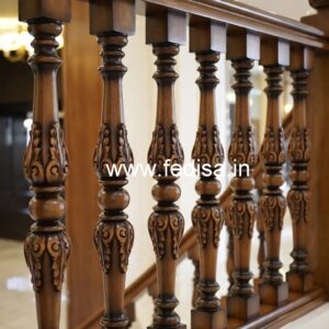Premium Brass Wood Railings for Modern Villas No-1037