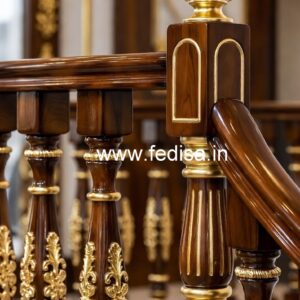 Premium Brass Wood Balcony Railings for Villas No-1048