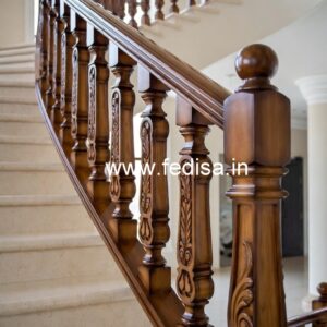 Modern Brass Wood Balcony Railings with Artistic Touch No-1066