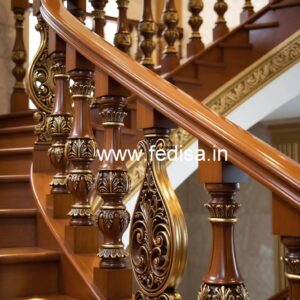 Modern Brass Wood Railings for Interior Staircase No-1071