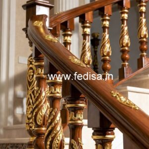Stylish Brass Wood Railings for Rich Interiors No-1075