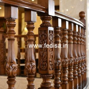Elegant Brass Wood Balcony Safety Railings No-1076