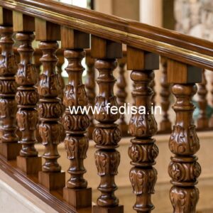 Modern Brass Wood Staircase Side Fence Ideas No-1077