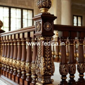 Modern Brass Wood Handrails for Stylish Homes No-1082
