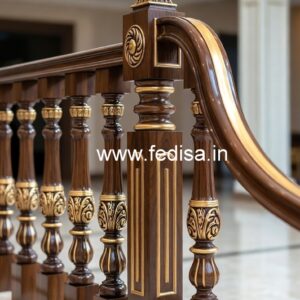 Stylish Brass Wood Railings for Dream Homes No-1086