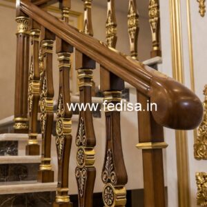 Premium Brass Wood Balcony Safety Fence Ideas No-1093