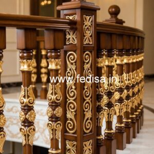 Elegant Brass Wood Handrail Collection for Interiors No-1094