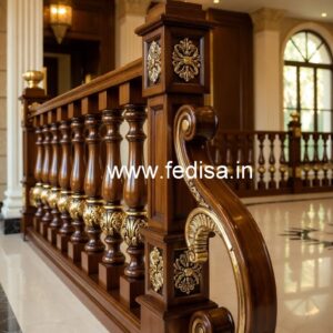 Elegant Brass Wood Staircase Fence Design No-1104