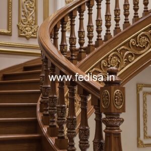 Stylish Brass Wood Balcony Design for Homes No-1113