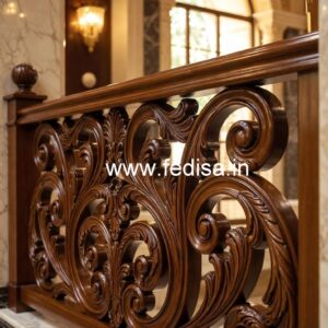 Luxury Brass Wood Staircase Side Railings No-1129