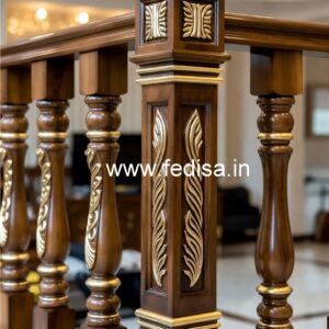 Elegant Brass Wood Railings with Decorative Pattern No-1132
