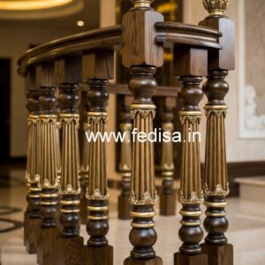 Premium Brass Wood Staircase Interior Ideas No-1133