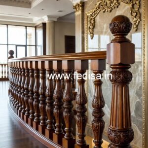 Elegant Brass Wood Railings for Balcony Design No-1144