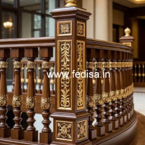 Modern Brass Wood Staircase Side Fence Inspiration No-1166
