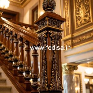 Stylish Brass Wood Staircase Fence with LED Lights No-1173