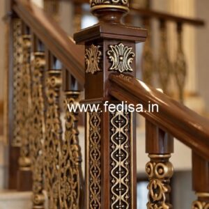 Elegant Brass Wood Balcony Safety Railings Collection No-1174