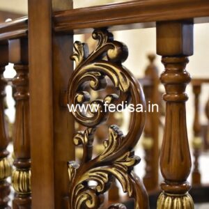 Decorative Brass Wood Stair Railings Collection No-1176