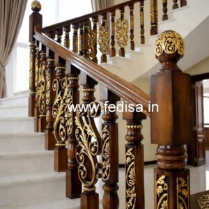 Modern Brass Wood Balcony Design Inspiration No-1178