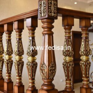 Stylish Brass Wood Staircase Decor Collection No-1179