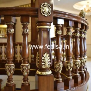 Premium Brass Wood Balcony Fence Design Trends No-1181