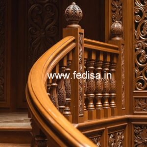 Luxury Brass Wood Staircase Fence with Glass No-1189