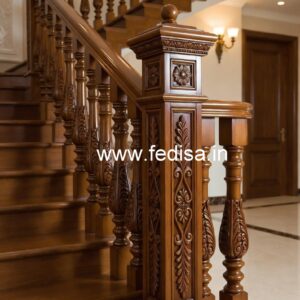 Premium Brass Wood Staircase Railings with Elegant Finish No-1193