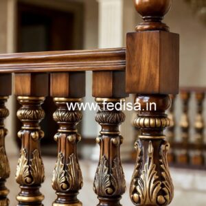 Modern Brass Wood Balcony Safety Fence Inspiration No-1196