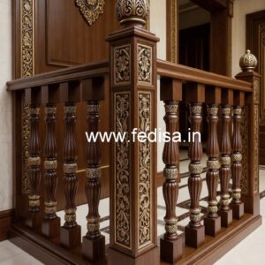Premium Brass Wood Balcony Railings Collection 2029 No-1199