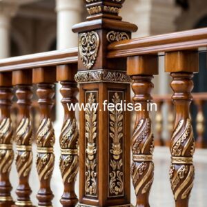 Decorative Brass Wood Staircase Decor for Luxury Villas No-1200