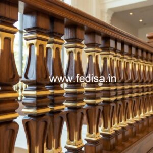 Modern Brass Wood Interior Railings No-1220