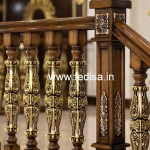 Brass Wood Staircase Banister Design No-1221